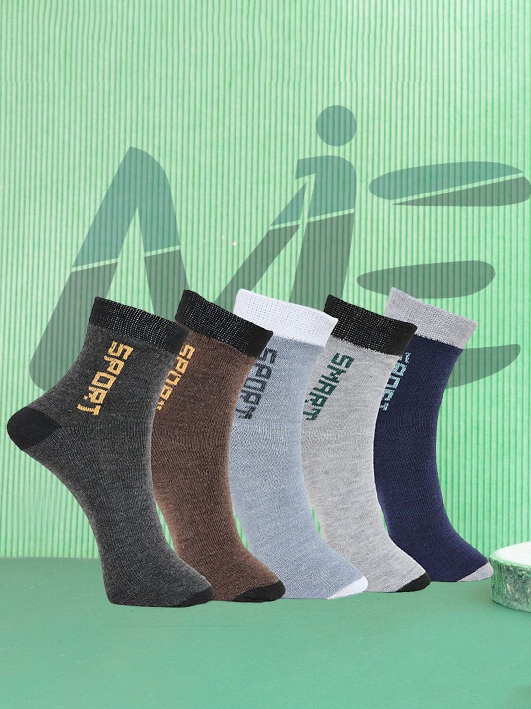 MJE Unisex Pack Of 5 Printed Anti-Odour Ankle-Length Socks-picture-48