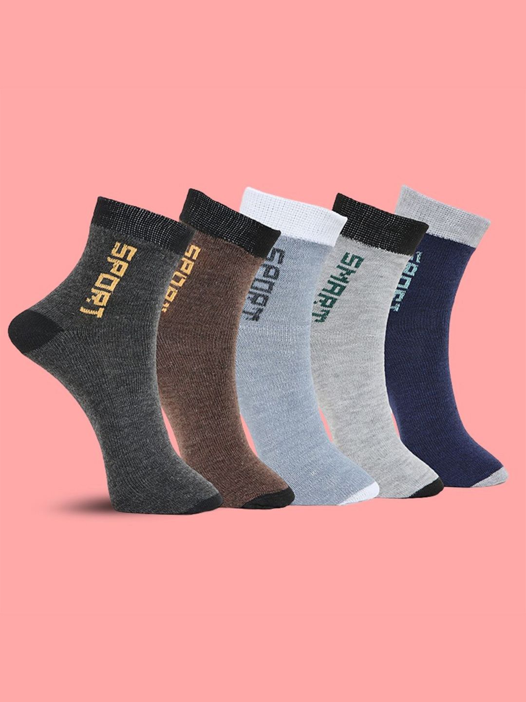 MJE Pack Of 5 Printed Mid Rise Ankle Length Socks-picture-32