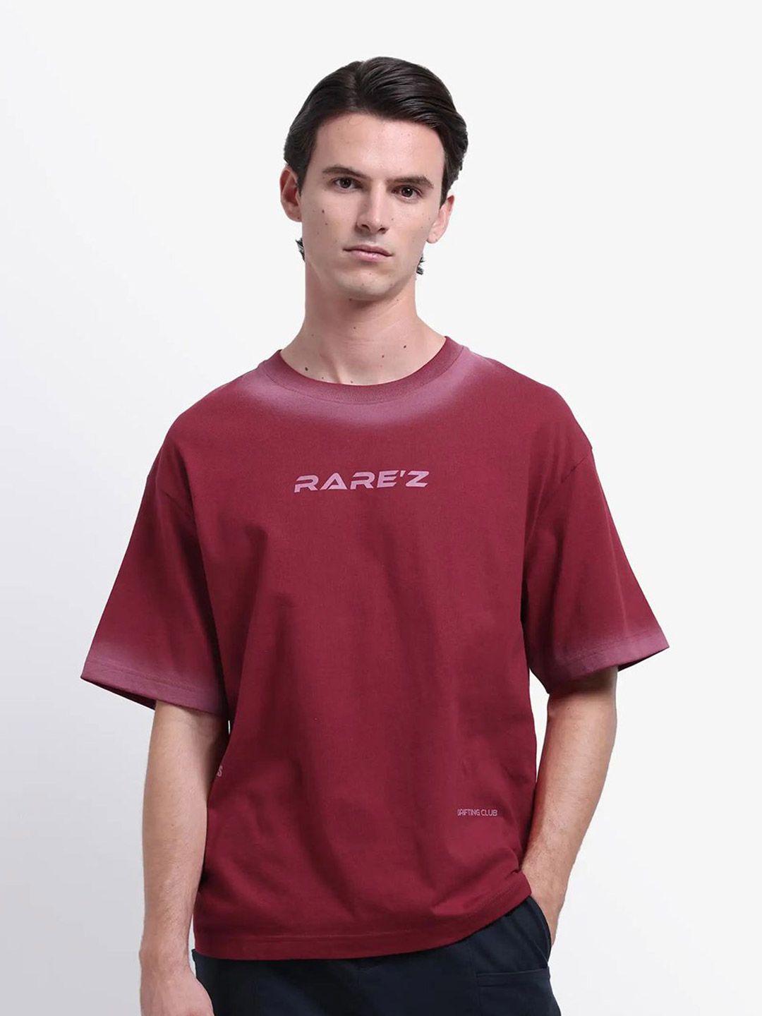 RARE RABBIT Typography Printed Drop-Shoulder Sleeves Oversized Cotton T-shirt-picture-12