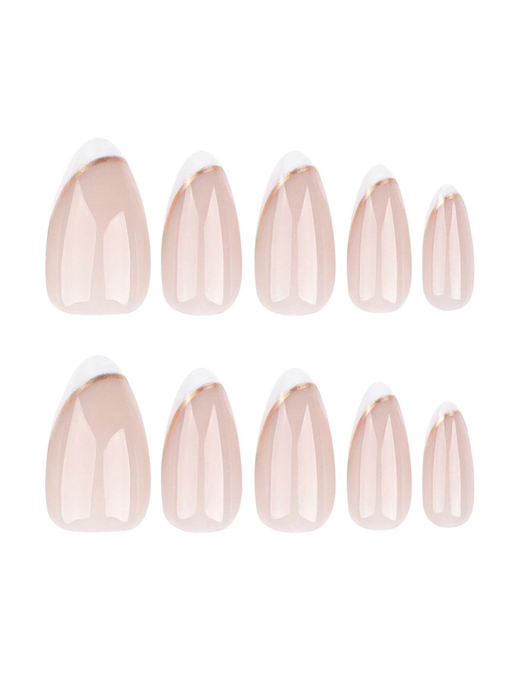 Secret Lives Set Of 24 Almond Golden Line Design Artificial Nails With Wooden Stick & Nail-picture-34