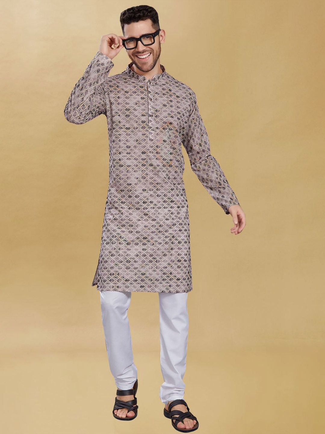 PulseIQ Men Embroidered Thread Work Kurta-picture-10