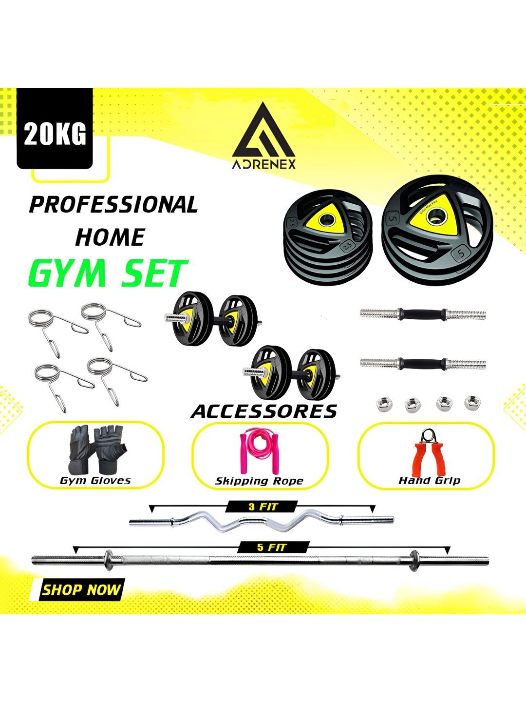 ADRENEX Barbell & Plate Set Home Gym Combo-picture-37