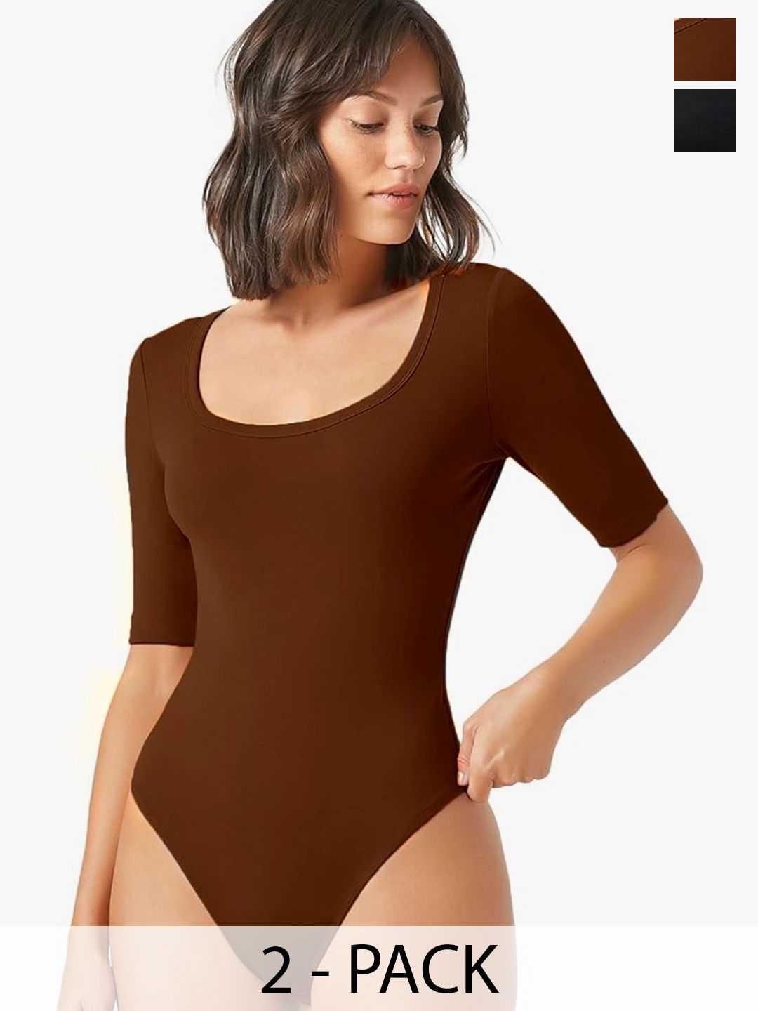 ZEROZABAR Pack Of 2 Ribbed Round Neck Bodysuits