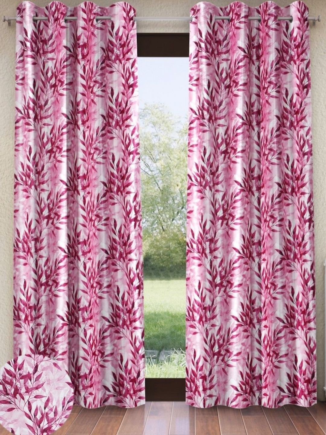 Home Sizzler Magenta 2 Pieces Floral Window Core-picture-22