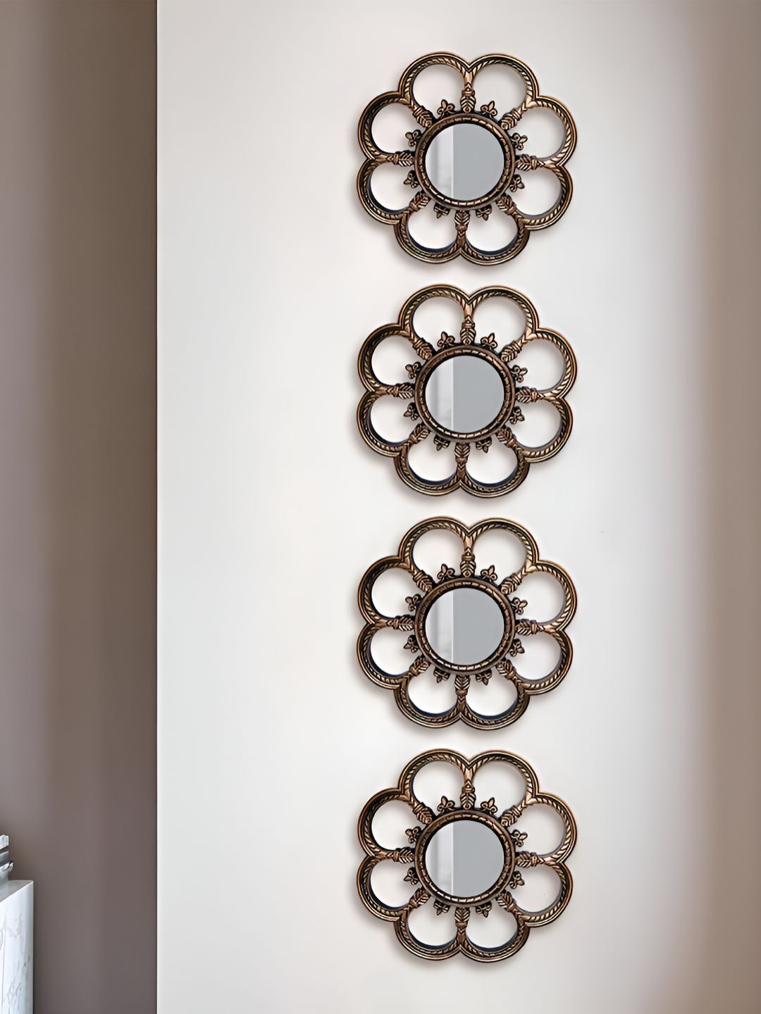 Art Street 4-Pcs Bronze-Coloured Textured Decorative WallMirrors