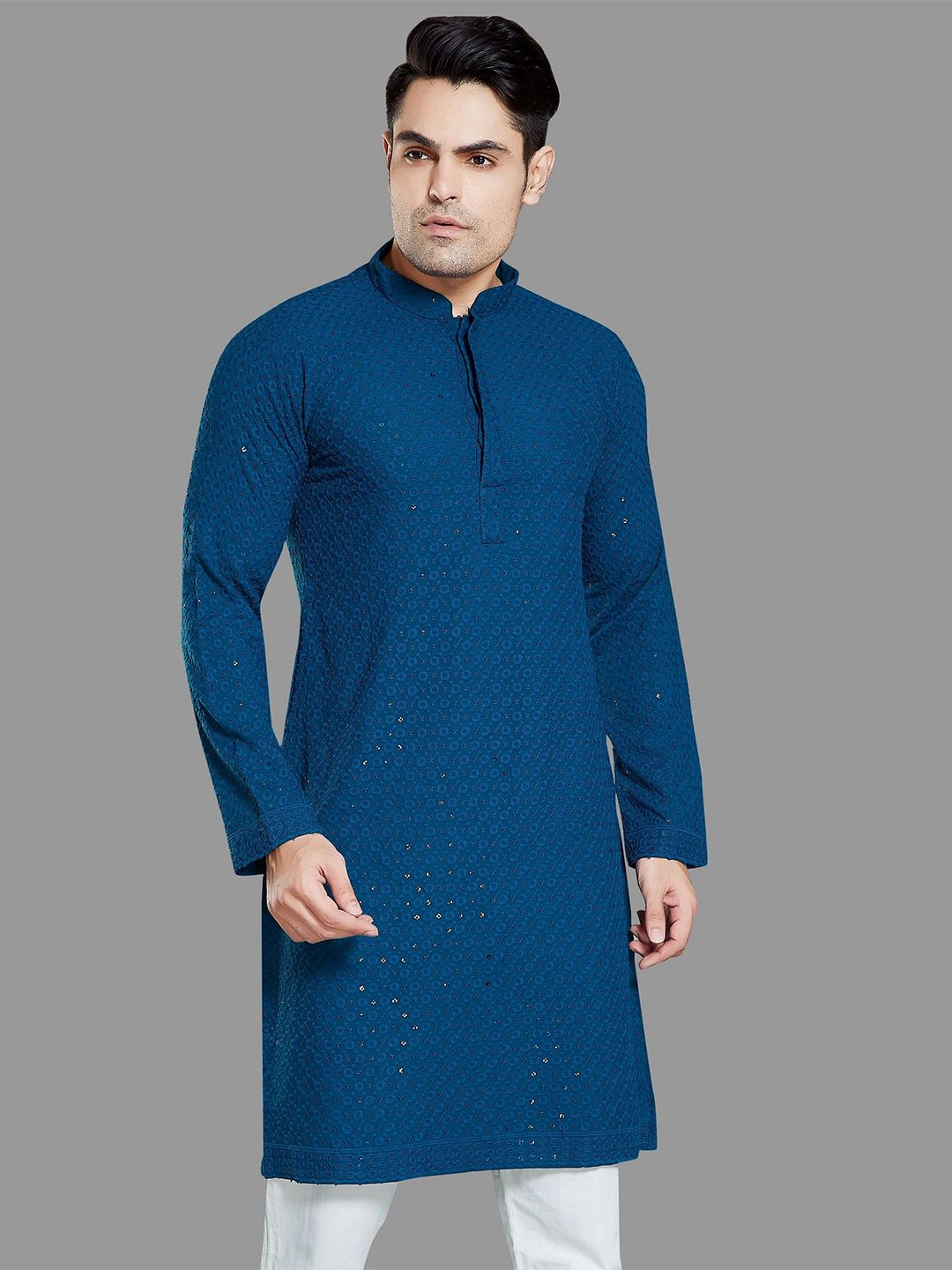 PulseIQ Men Embroidered Chikankari Kurta-picture-21