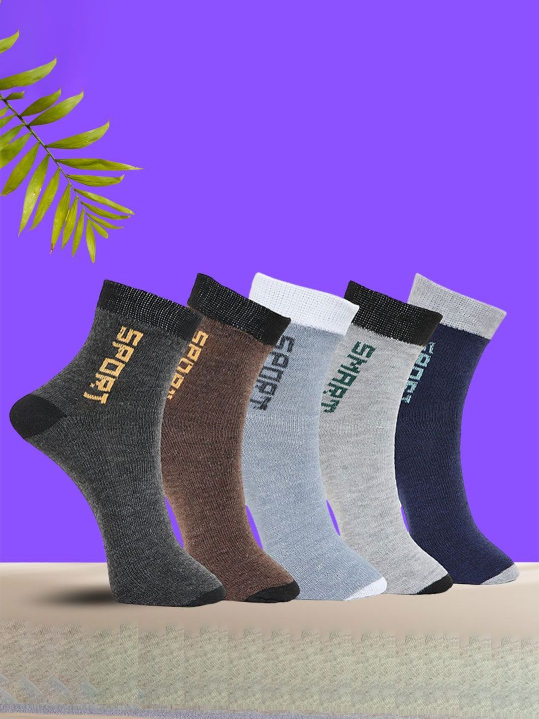 MJE Pack Of 5 Printed Mid Rise Ankle Length Socks-picture-16