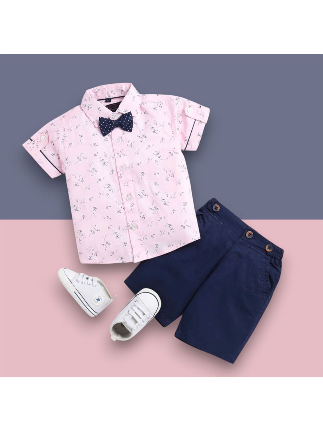 Woxaa Kids Printed Short Sleeves Shirt With Shorts-picture-42
