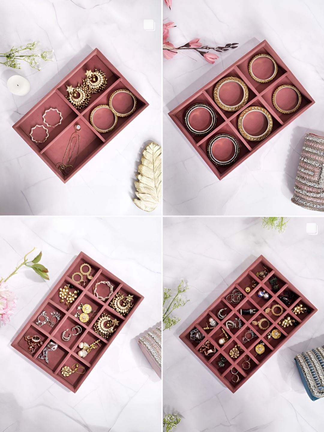 La Trove Pink 4 Pieces Wardrobe Jewellery Organisers-image-29
