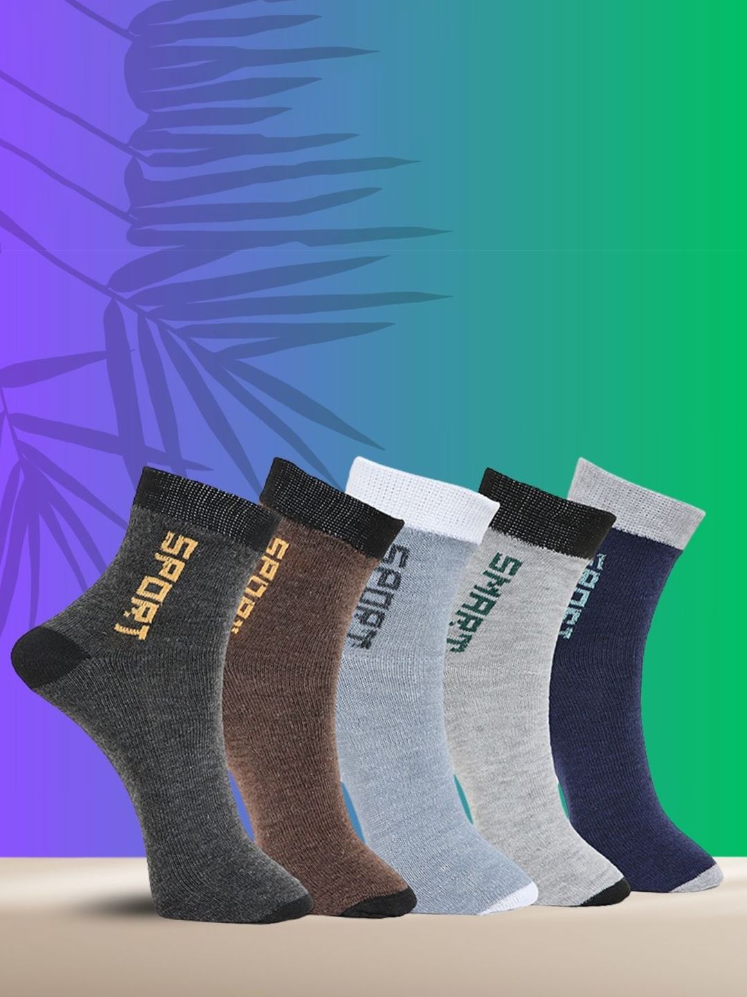 MJE Pack Of 5 Printed Mid Rise Ankle Length Socks-picture-14