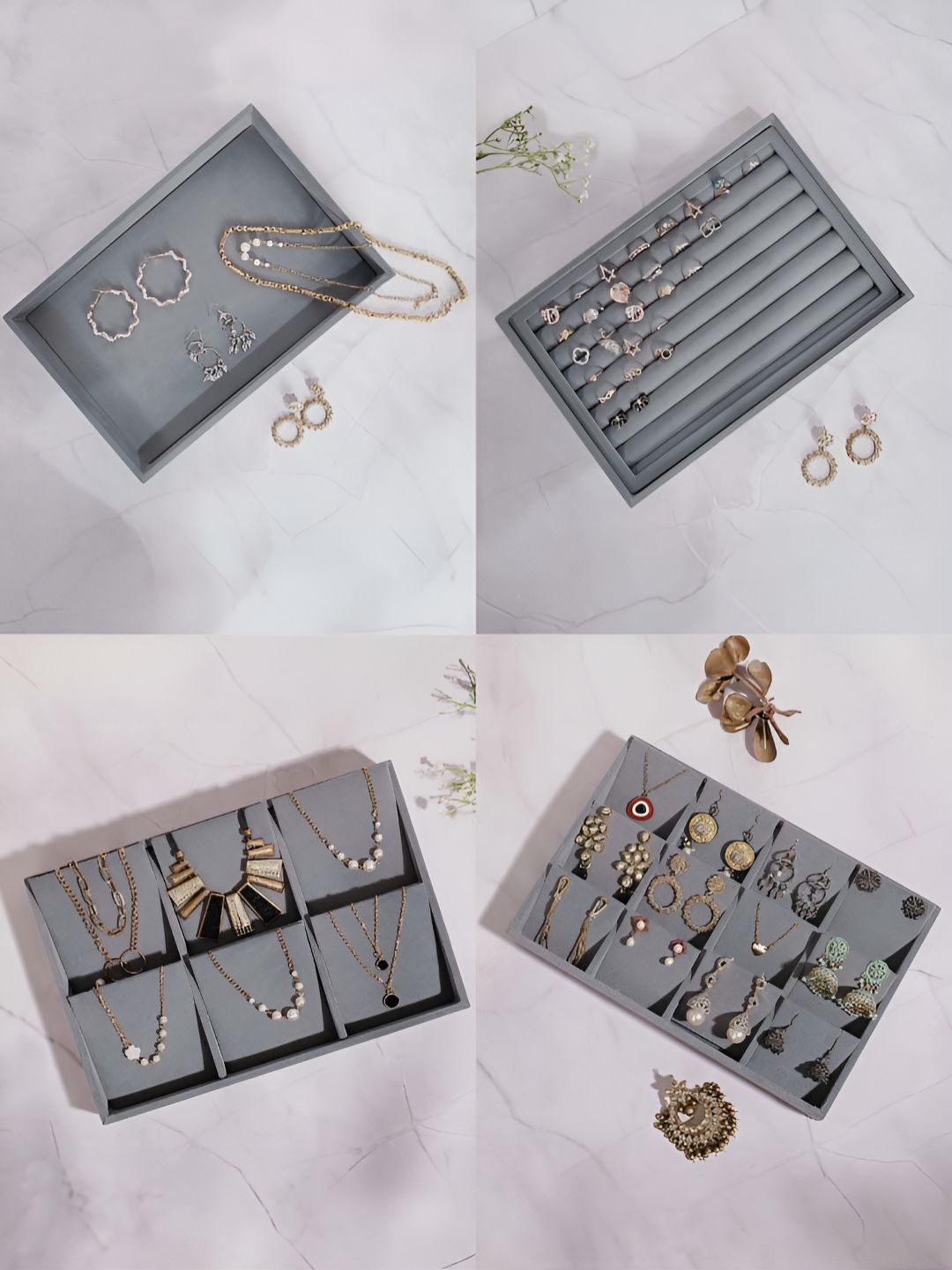 La Trove Grey 4 Pieces Wardrobe Jewellery Organisers-picture-31