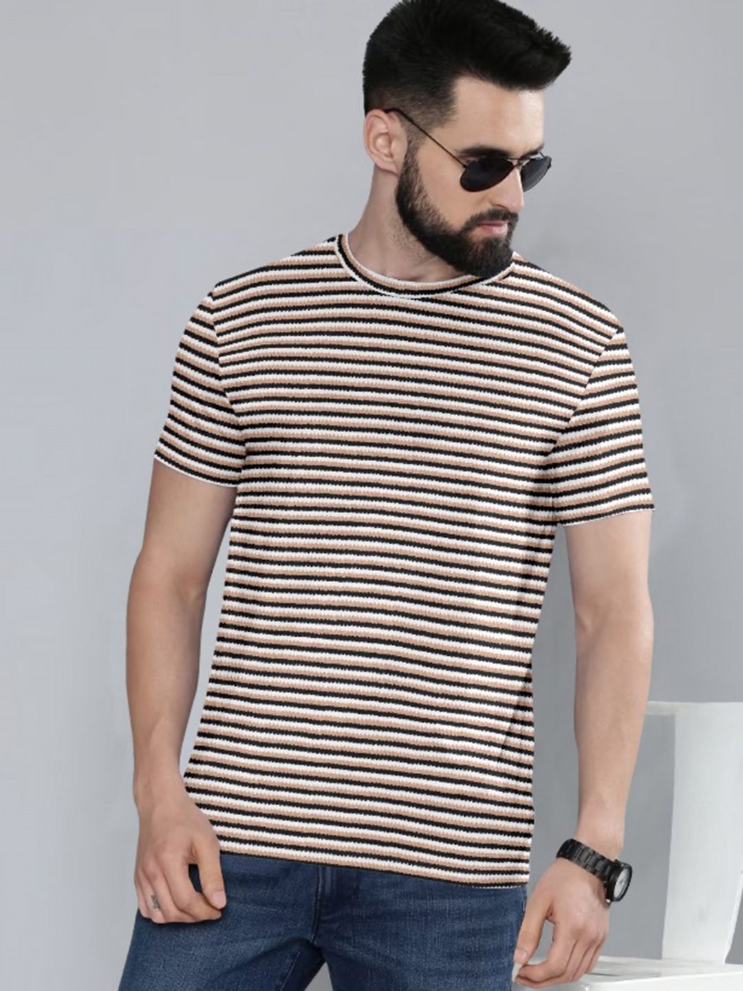 Metronaut Men Striped Slim Fit T-shirt-image-20
