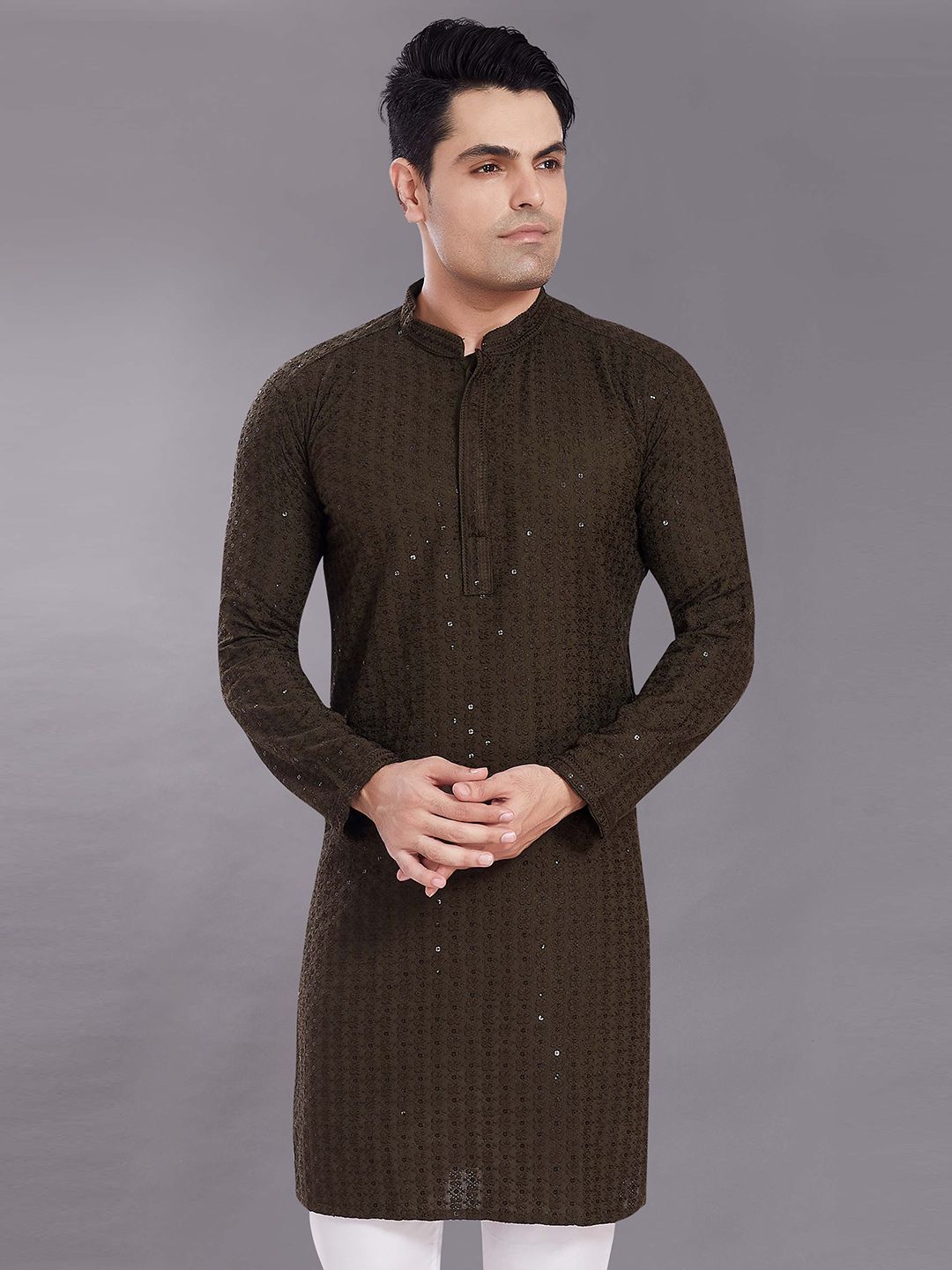 PulseIQ Men Embroidered Chikankari Kurta-picture-26