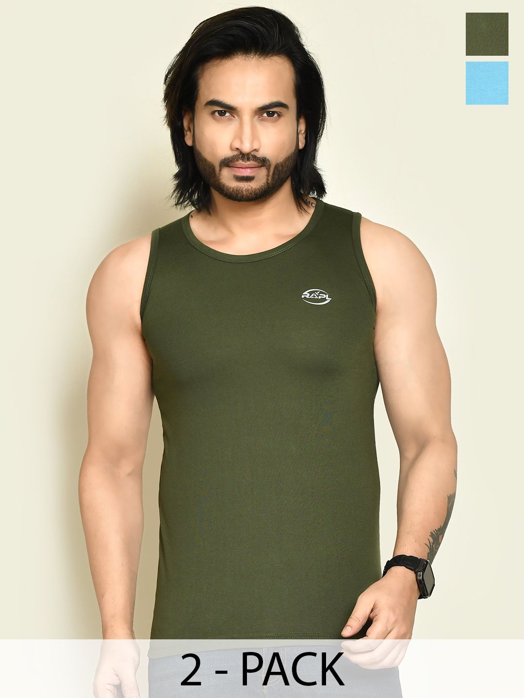 RAPL Pack Of 2 Round Neck Tank Vests M_SDP2_Sky-Dgrn_S-image-40