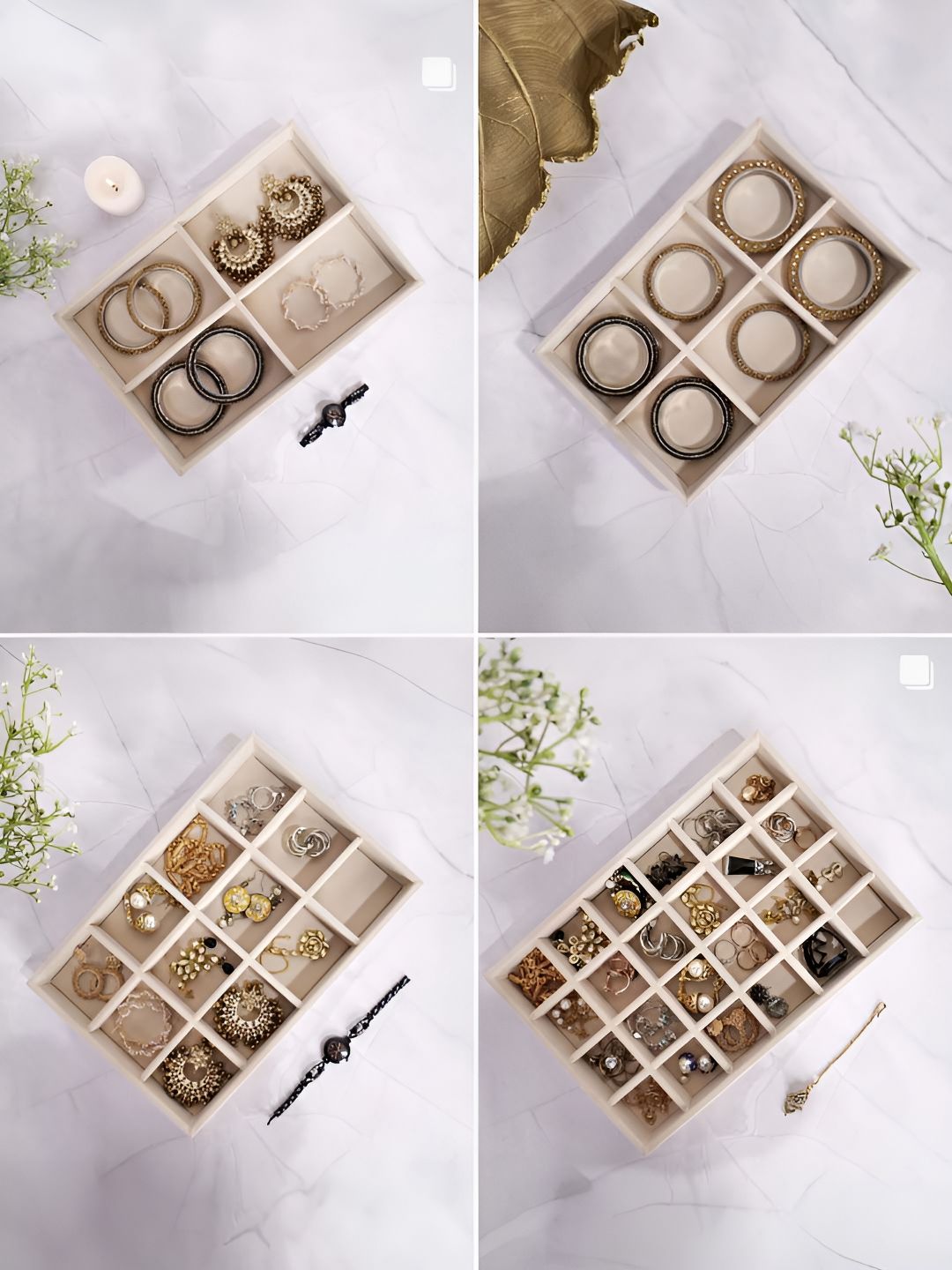 La Trove Cream 4 Pieces Wardrobe Jewellery Organisers-picture-37