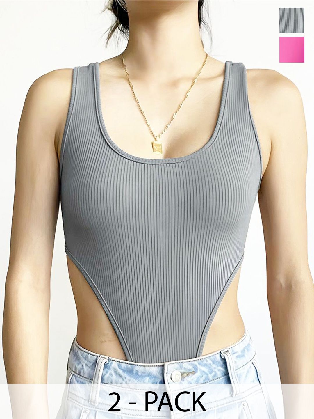 ZEROZABAR Pack Of 2 Ribbed Round Neck Bodysuit-picture-29