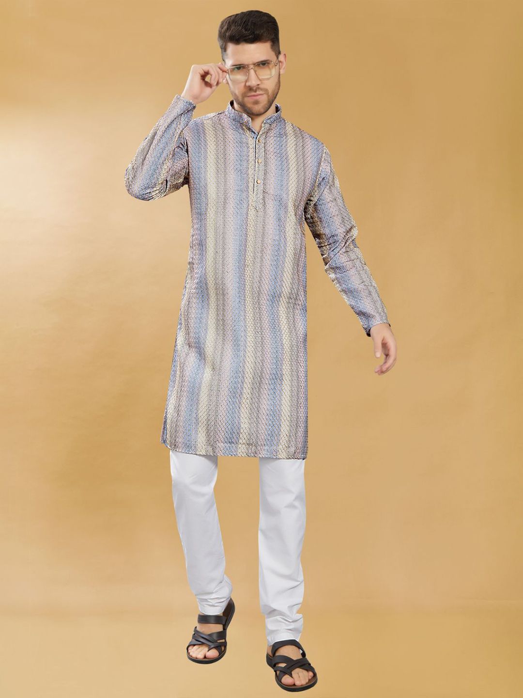 PulseIQ Men Embroidered Thread Work Kurta-picture-29