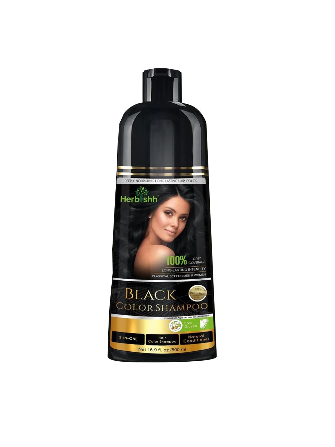 Herbishh Hair Color Shampoo For Grey Hair With Argan Oil - 500 ml - Black-image-21