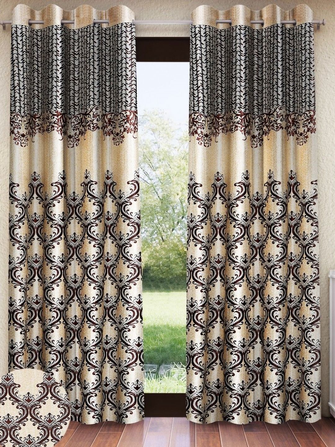Home Sizzler Brown & Beige 2 Pieces Ethnic Motifs Door Curtain-picture-14