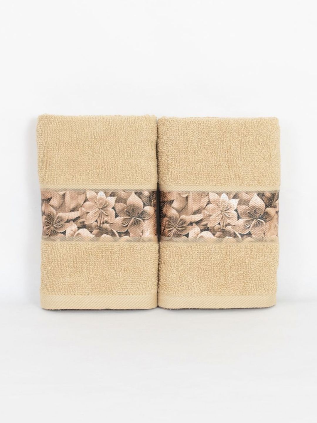 Myntra Elegant Homes 2-Pcs Beige Printed 450 GSM Pure CottonHandTowels-picture-53