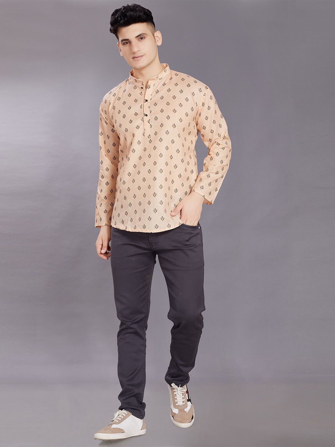 PulseIQ Men Geometric Printed Thread Work Kurta-picture-31