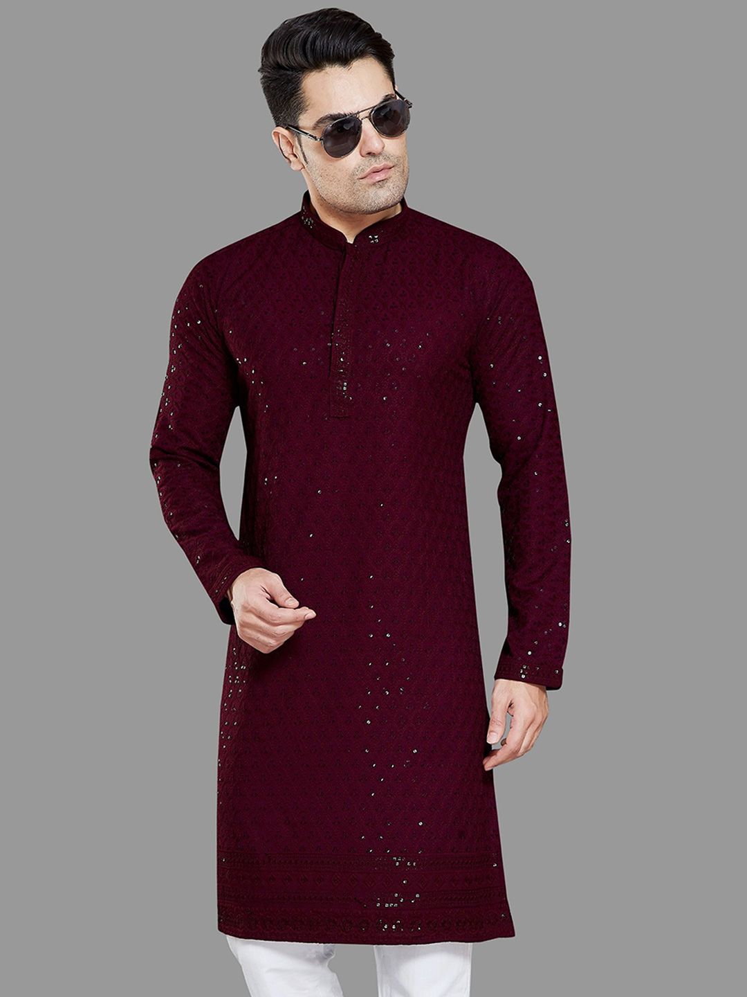 PulseIQ Men Embroidered Chikankari Kurta-picture-19