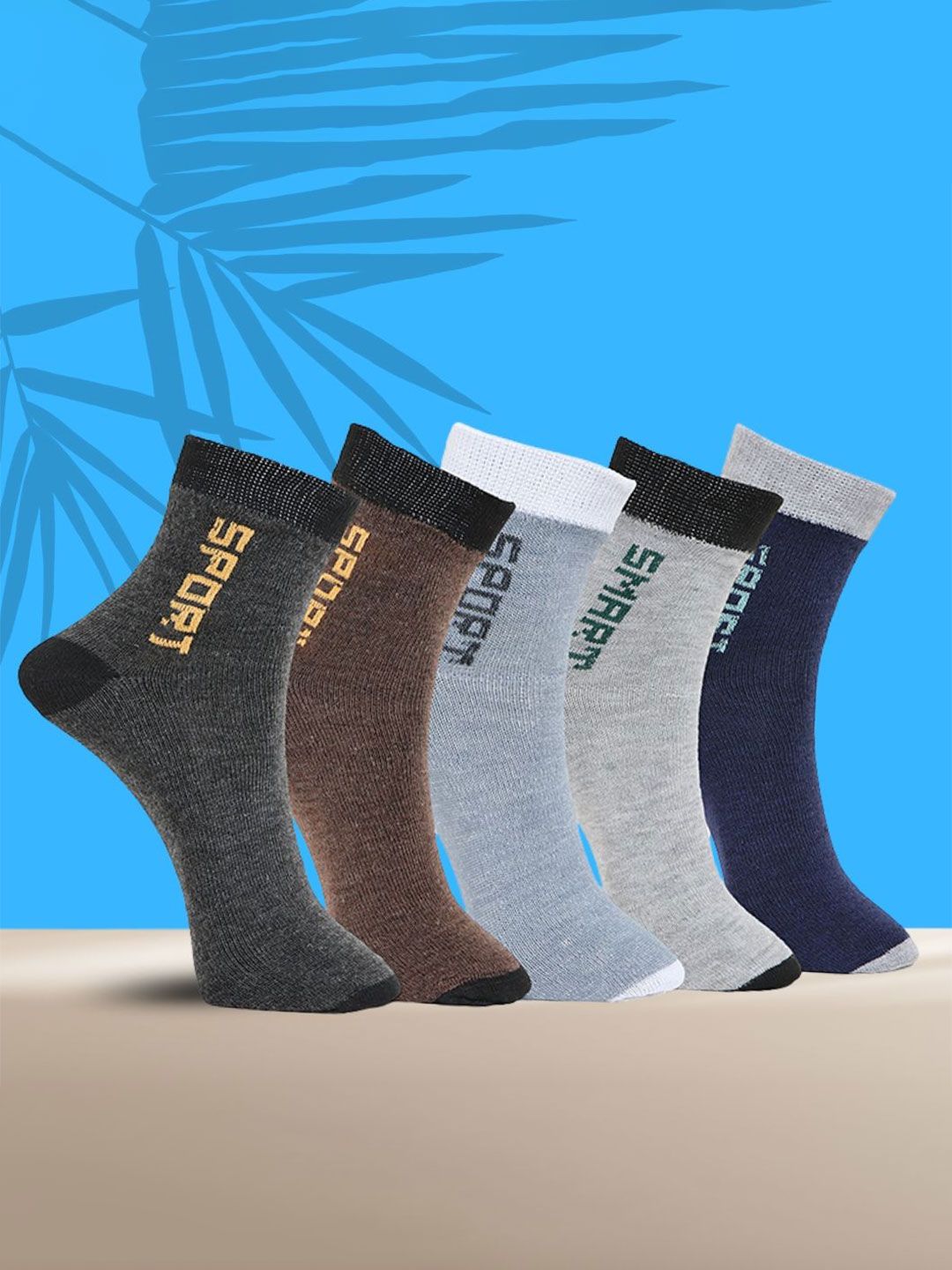 MJE Unisex Pack Of 5 Printed Anti-Odour Ankle-Length Socks-picture-18