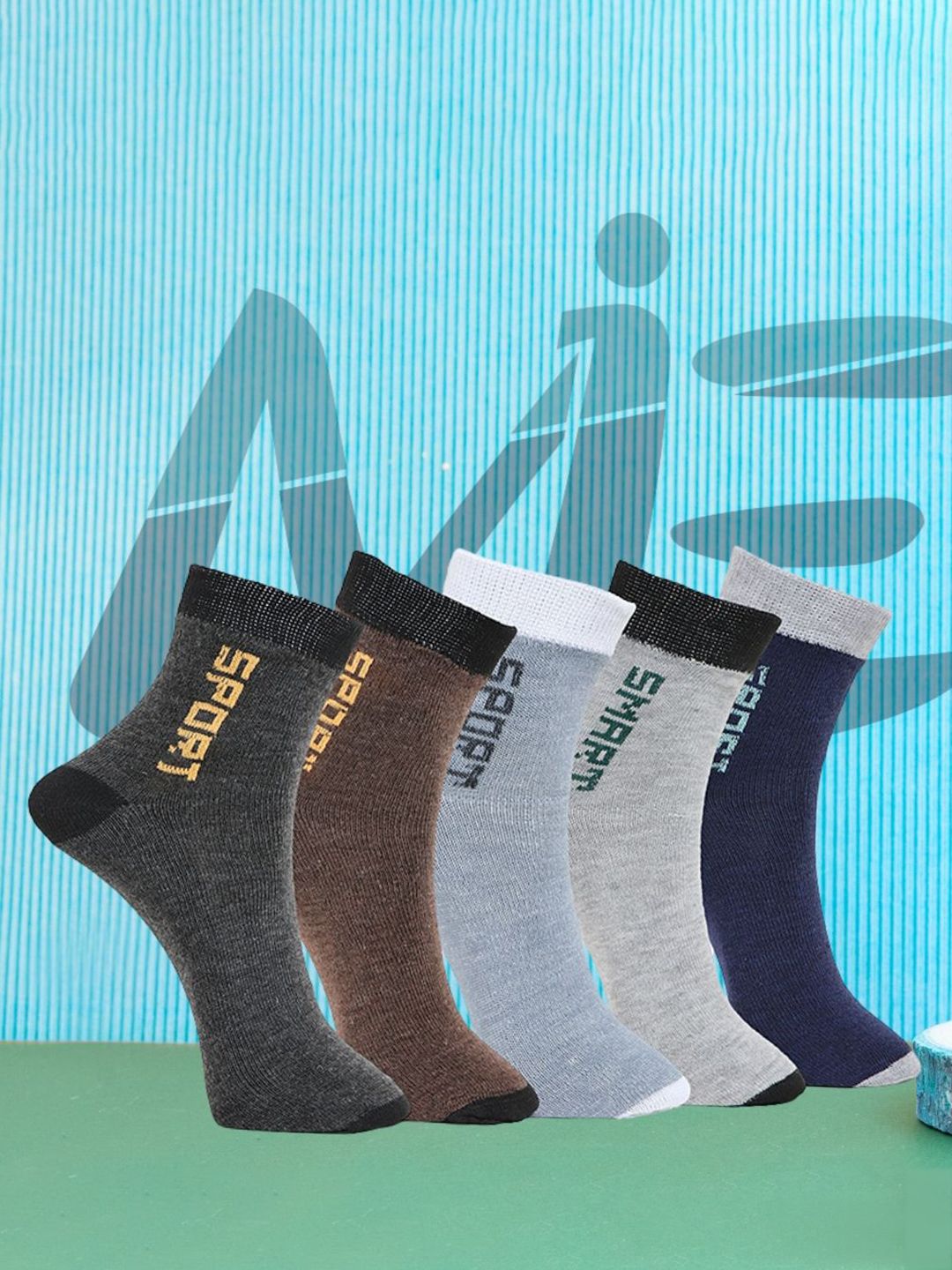 MJE Pack Of 5 Printed Mid Rise Ankle Length Socks-picture-32