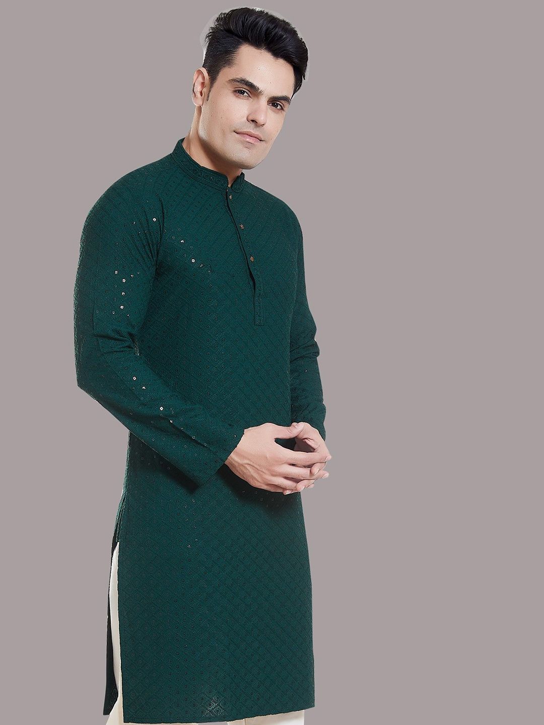 PulseIQ Men Embroidered Chikankari Kurta-picture-28