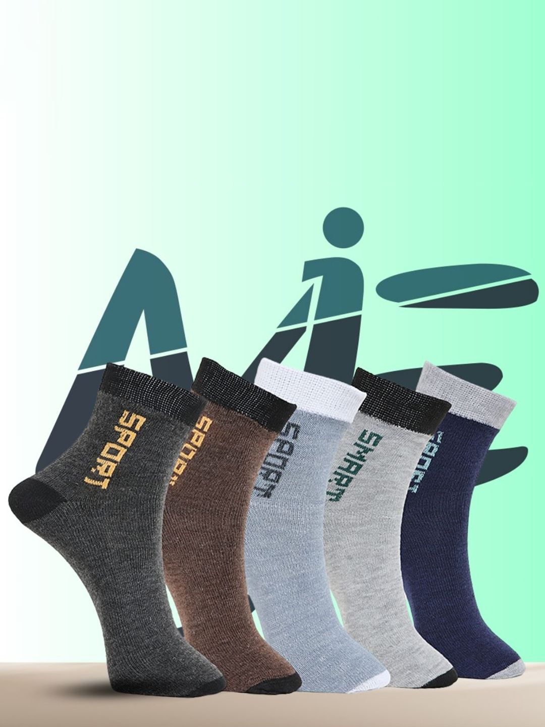 MJE Pack Of 5 Printed Mid Rise Ankle Length Socks-picture-28