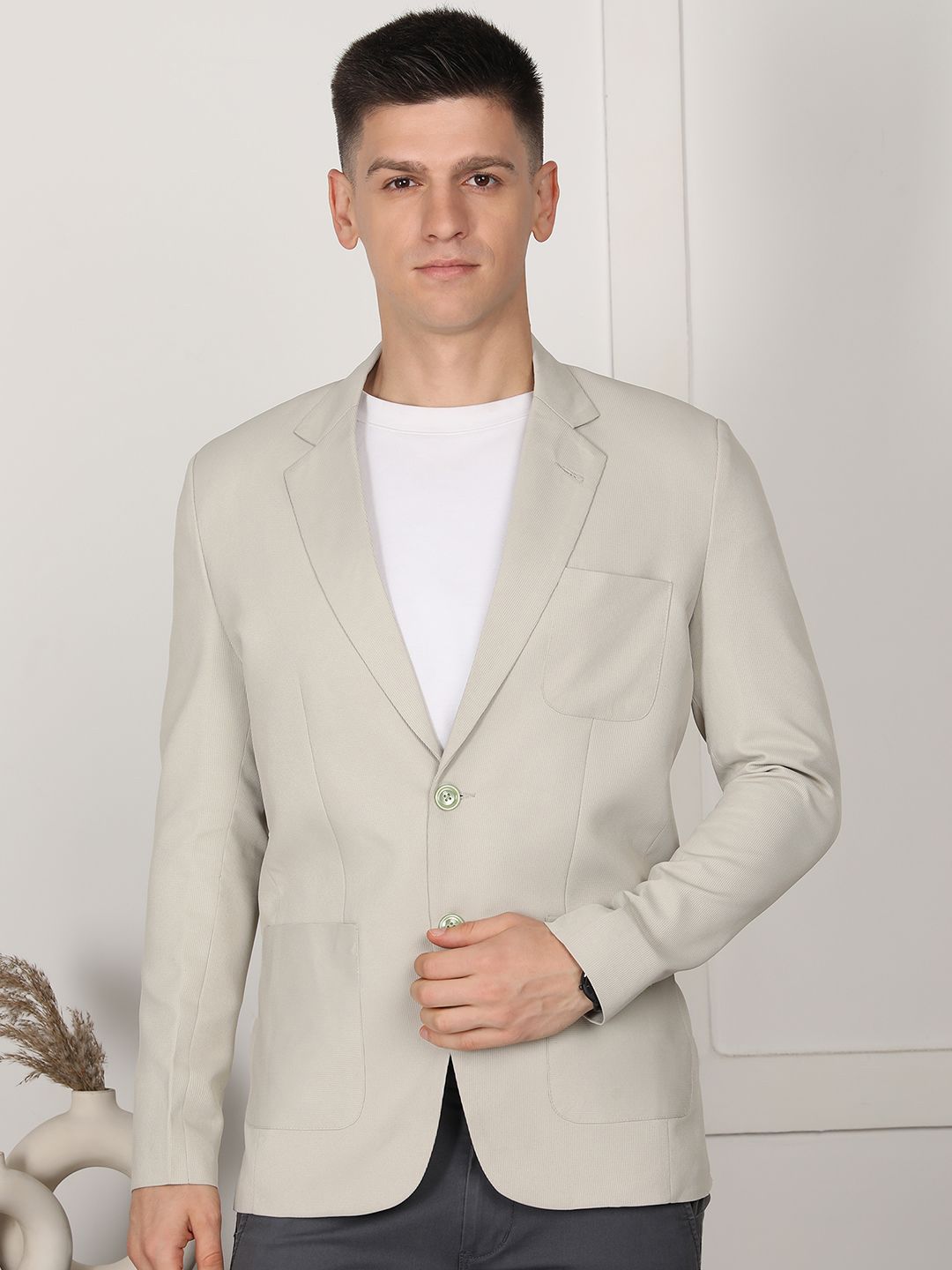 FUBAR Self-Design Slim Fit Single-Breasted Blazer-image-22