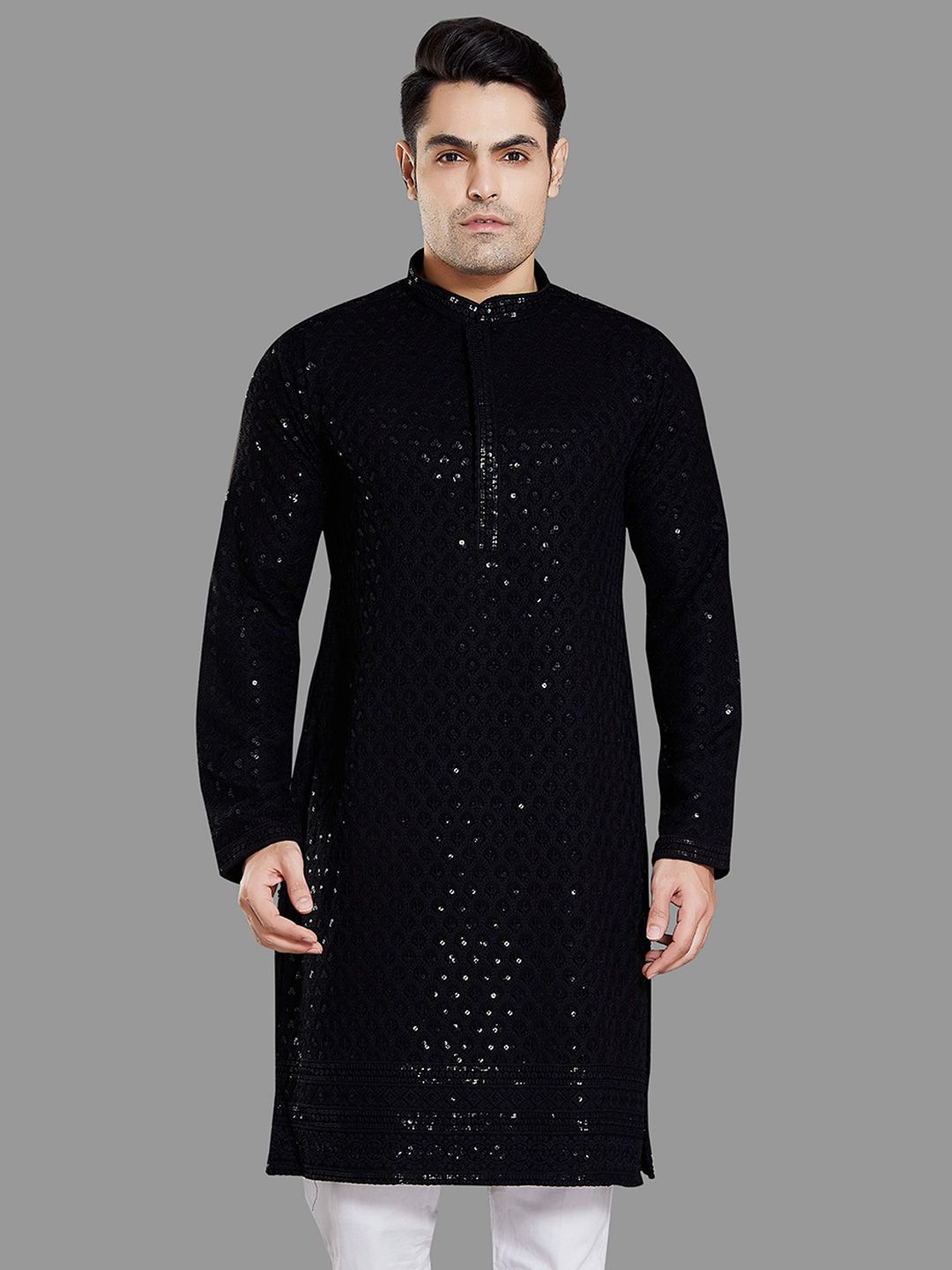 PulseIQ Men Embroidered Chikankari Kurta-picture-29