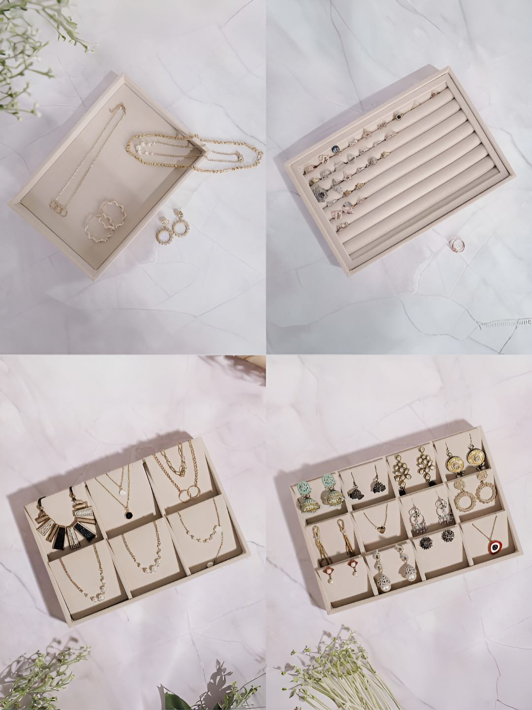 La Trove Cream 4 Pieces Wardrobe Jewellery Organisers-picture-36
