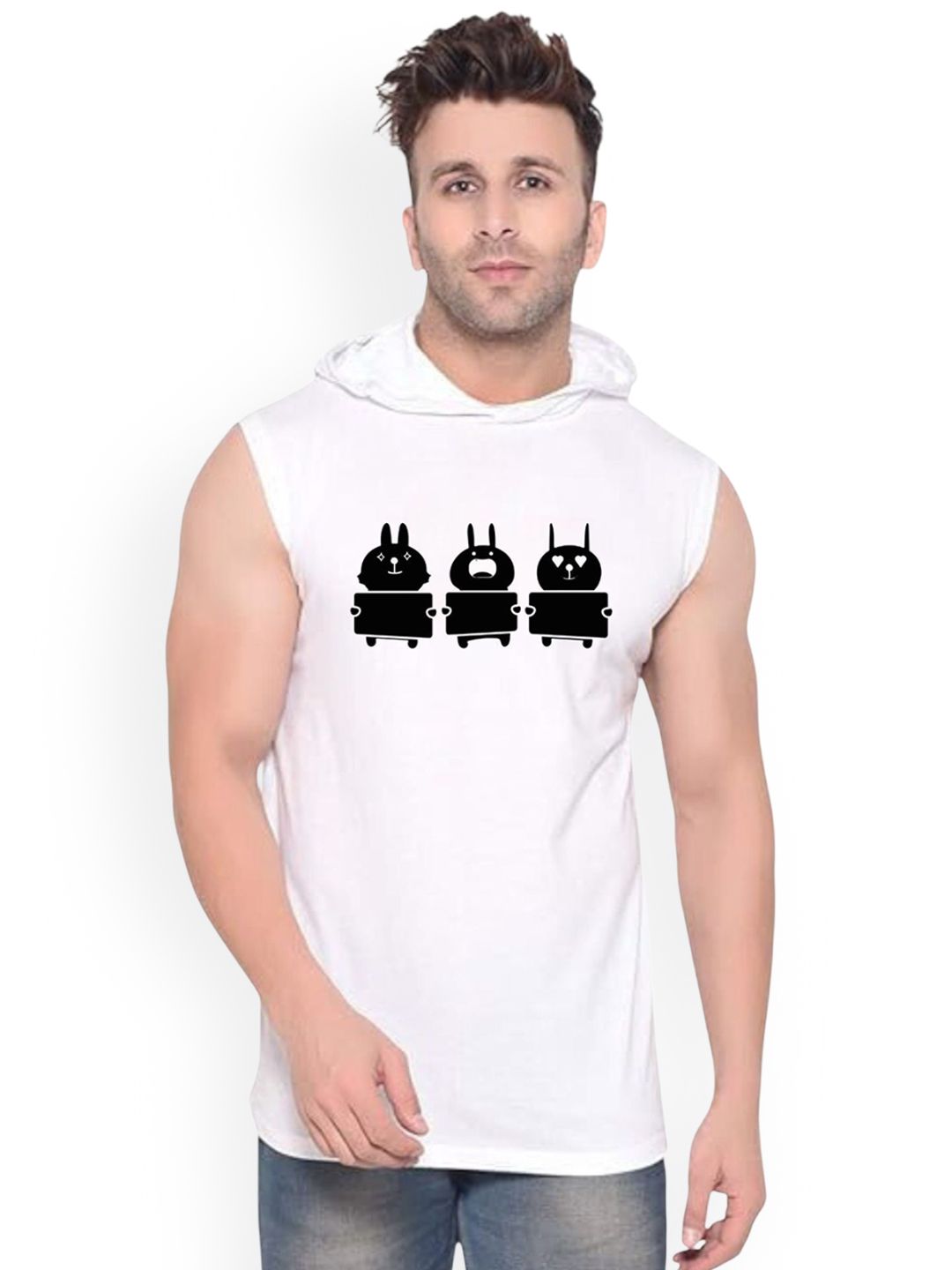 Fashnobic Three Cartoon Printed Gym Vests K__print-157_gym_vest White M-picture-19