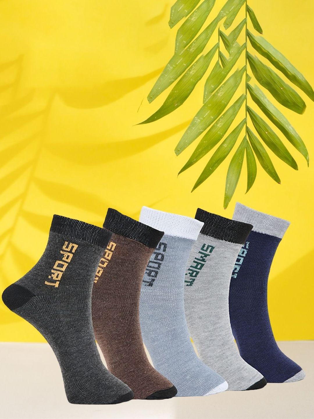 MJE Unisex Pack Of 5 Printed Anti-Odour Ankle-Length Socks-picture-21