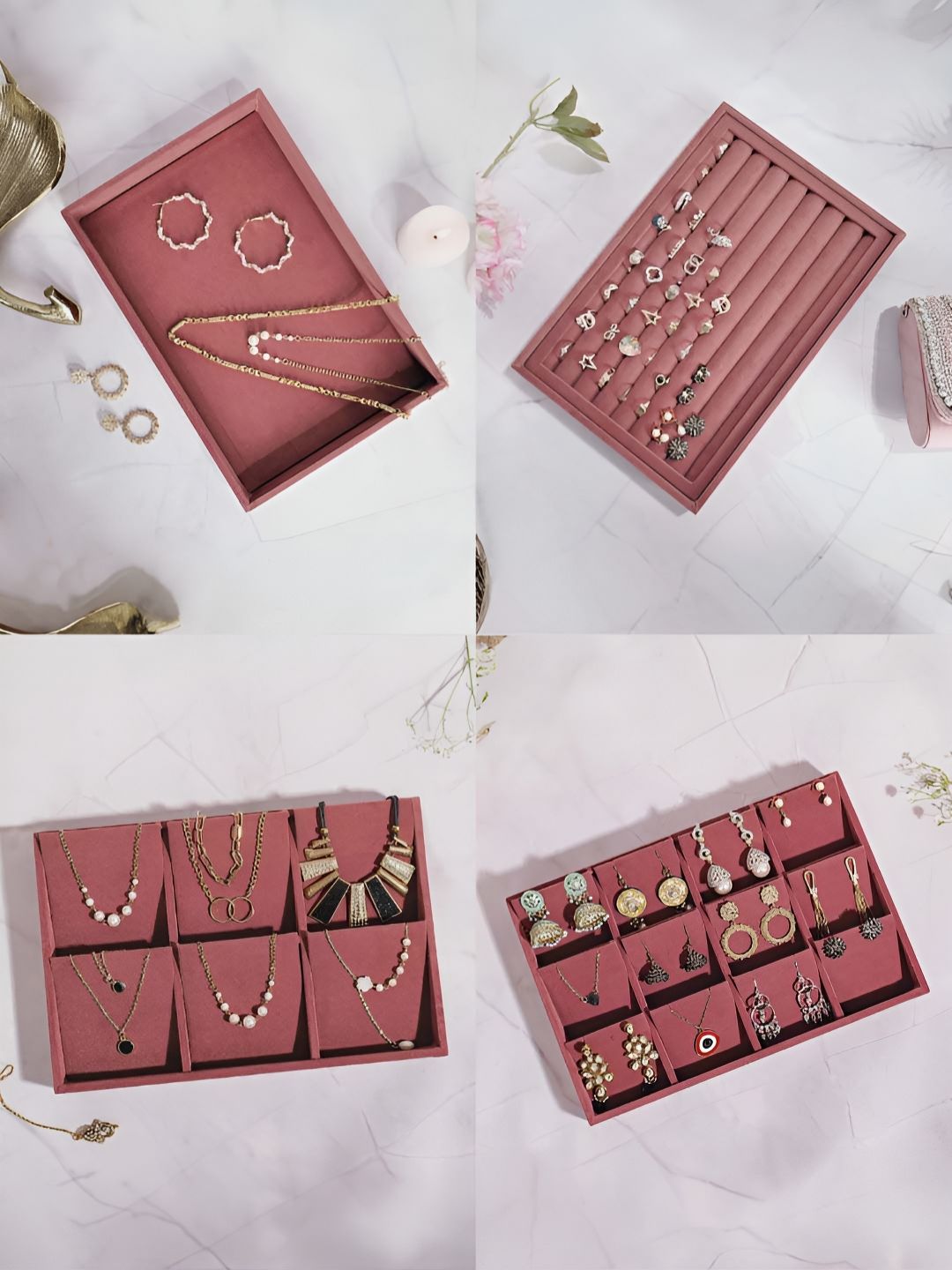 La Trove Pink 4 Pieces Wardrobe Jewellery Organisers-picture-34