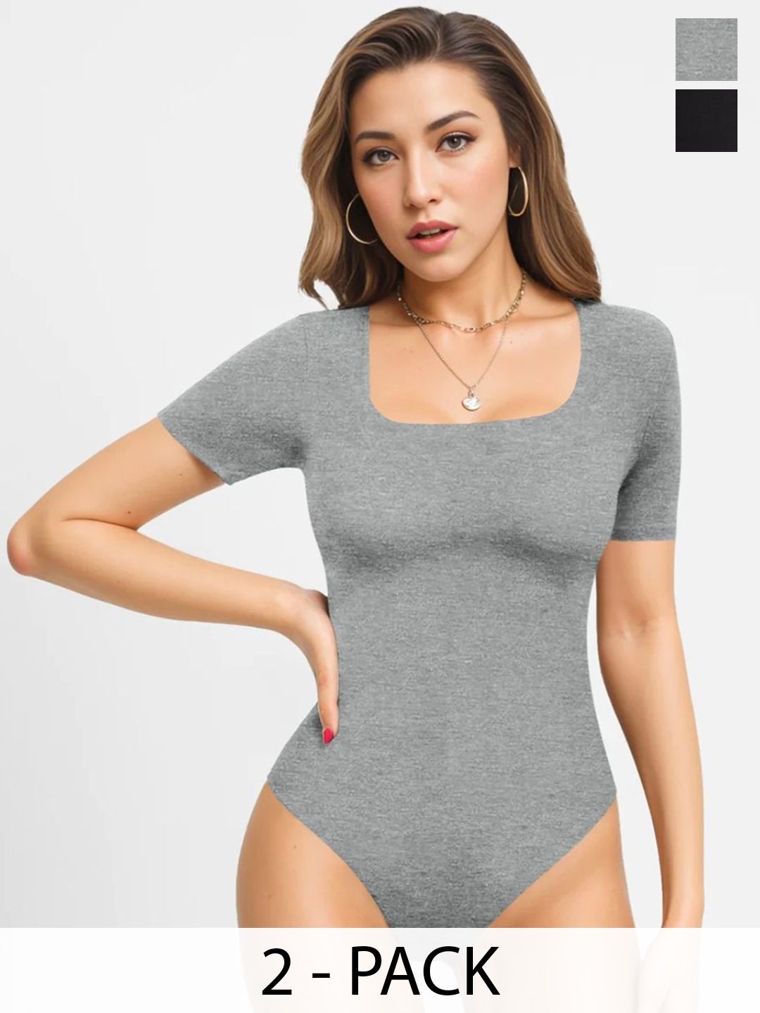 ZEROZABAR Pack Of 2 Ribbed Short Sleeves Bodysuits-picture-33