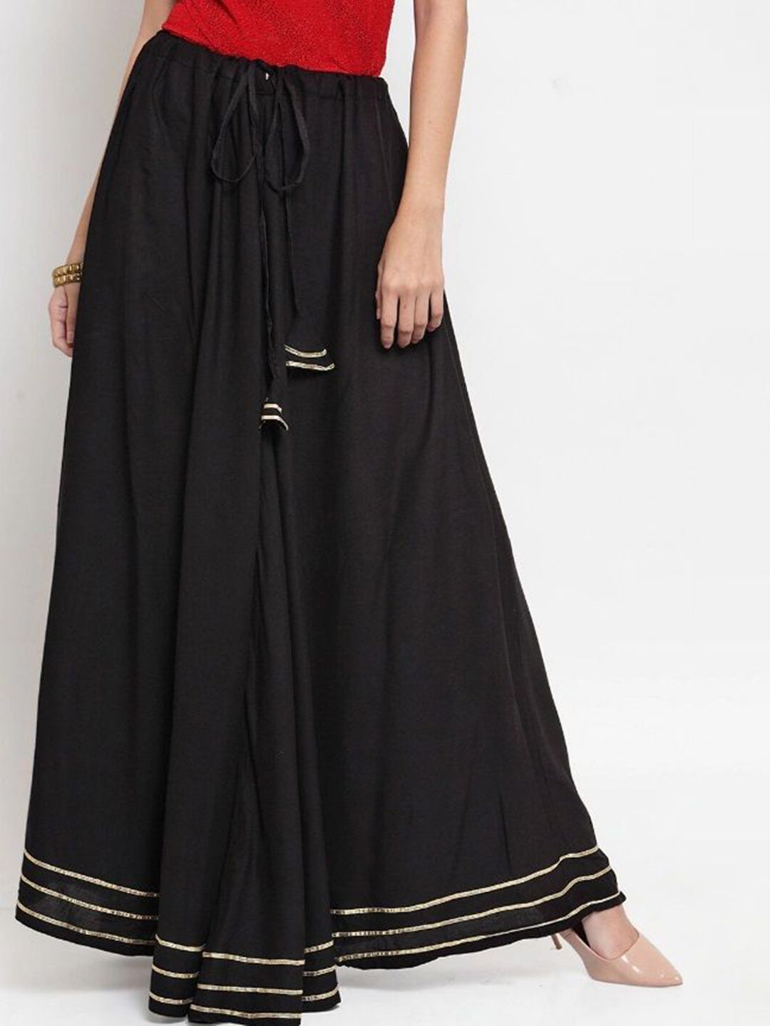 ATARAH Pure Cotton Lace Flared Maxi Skirt-picture-24