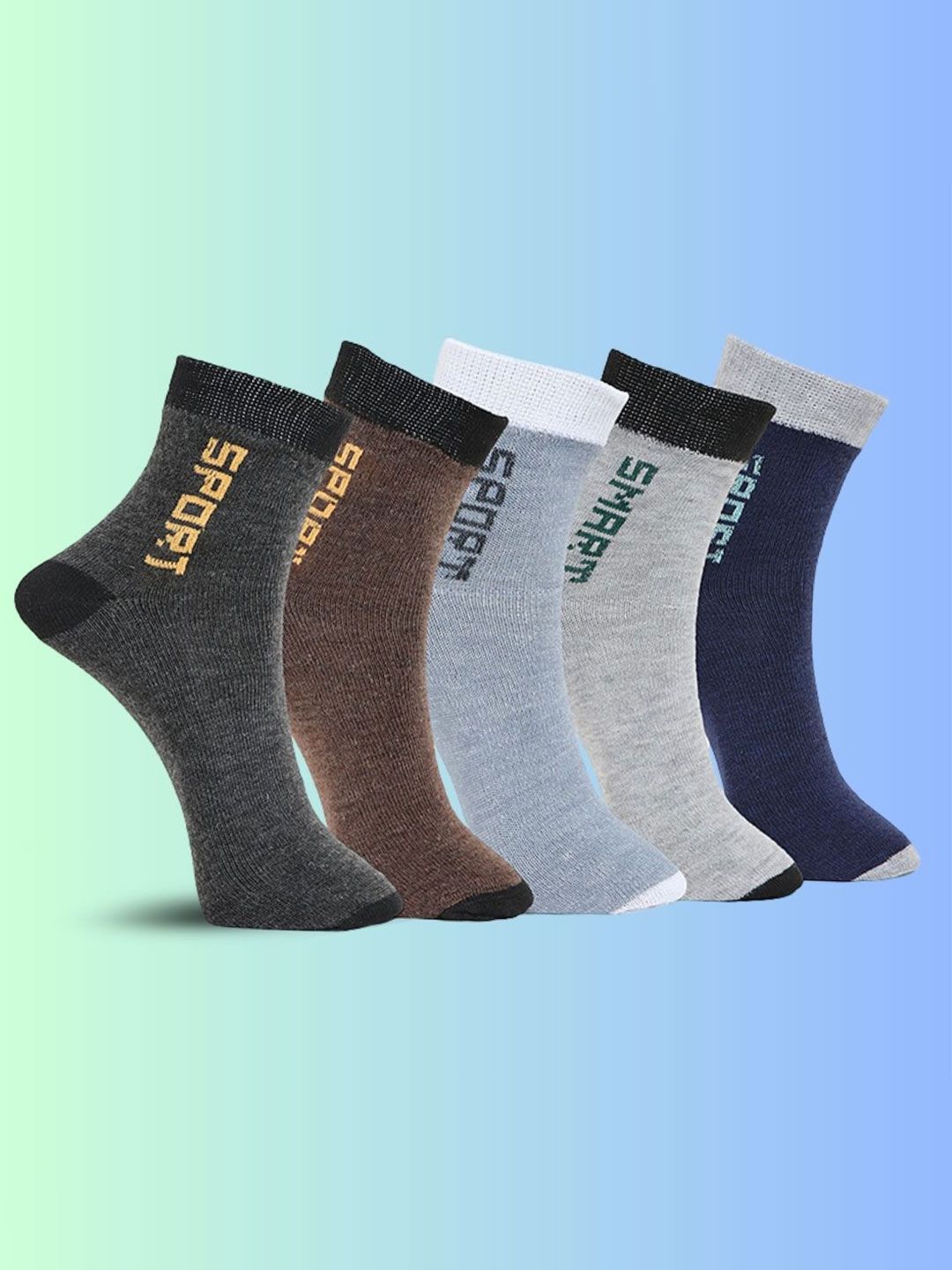 MJE Unisex Pack Of 5 Printed Anti-Odour Ankle-Length Socks-picture-22