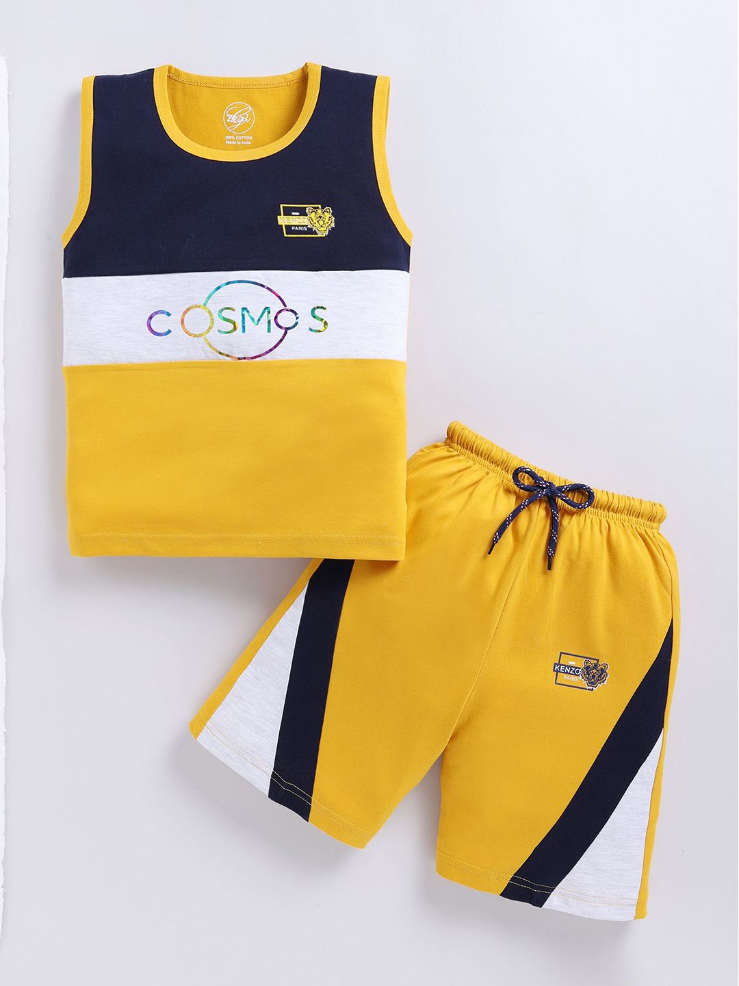 Zeal Boys Colourblocked Scoop Neck Pure Cotton T-shirt With Shorts-picture-40