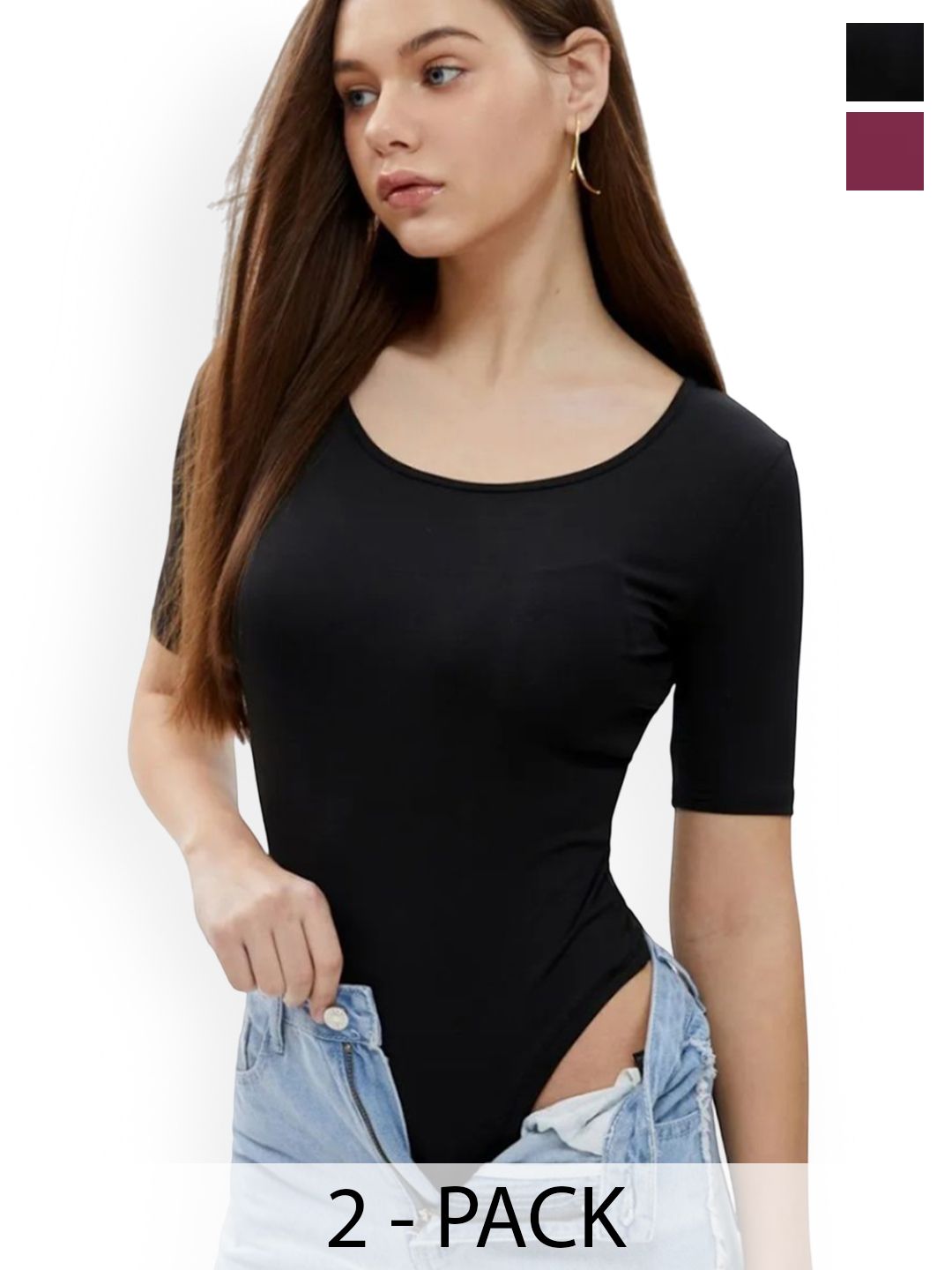 ZEROZABAR Pack Of 2 Ribbed Short Sleeves Bodysuits