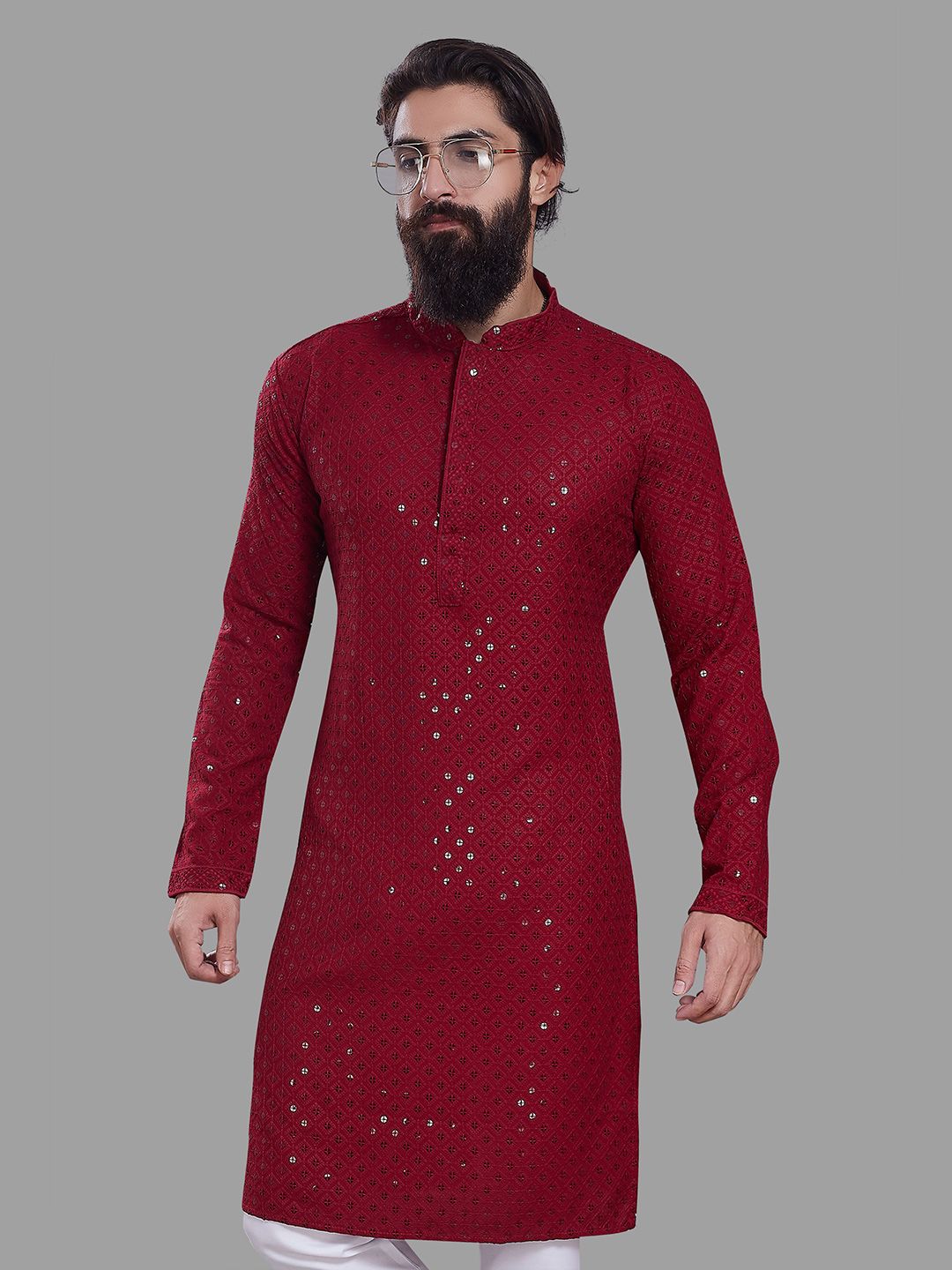 PulseIQ Men Embroidered Chikankari Kurta-picture-38