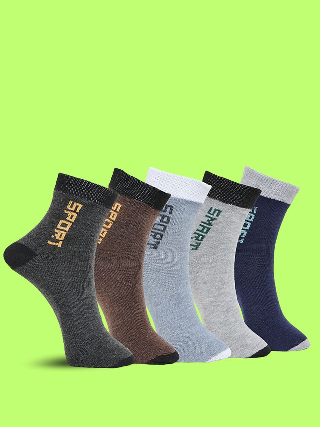 MJE Pack Of 5 Printed Mid Rise Ankle Length Socks-picture-37
