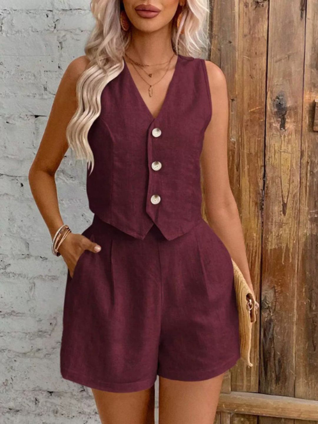 DressBerry V-Neck Top With Shorts Co-Ords-picture-16