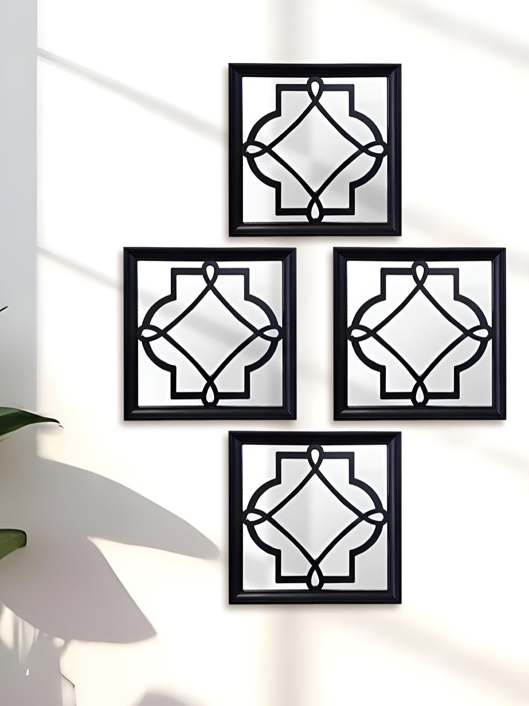 Art Street 4-Pcs Black Textured Decorative WallMirrors-picture-30