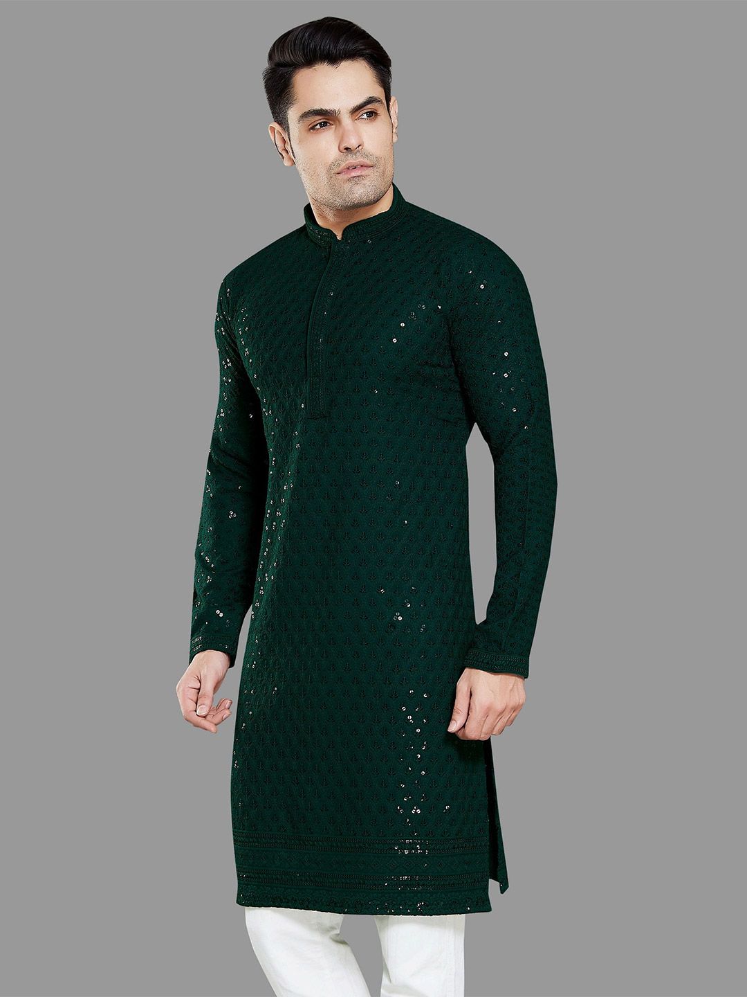 PulseIQ Men Embroidered Chikankari Kurta-picture-31