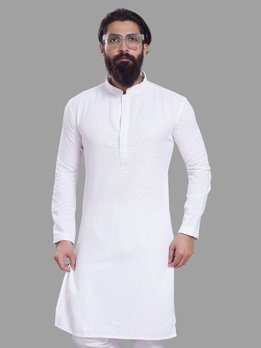 PulseIQ Men Embroidered Chikankari Kurta-picture-37