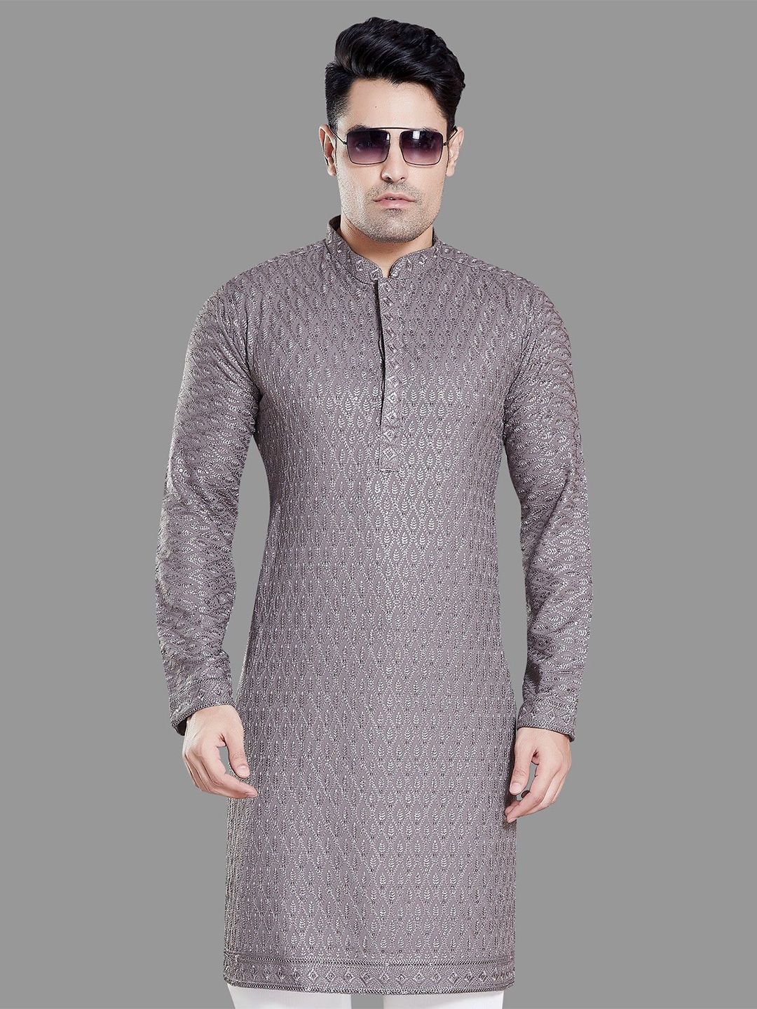 PulseIQ Men Embroidered Chikankari Kurta-picture-35