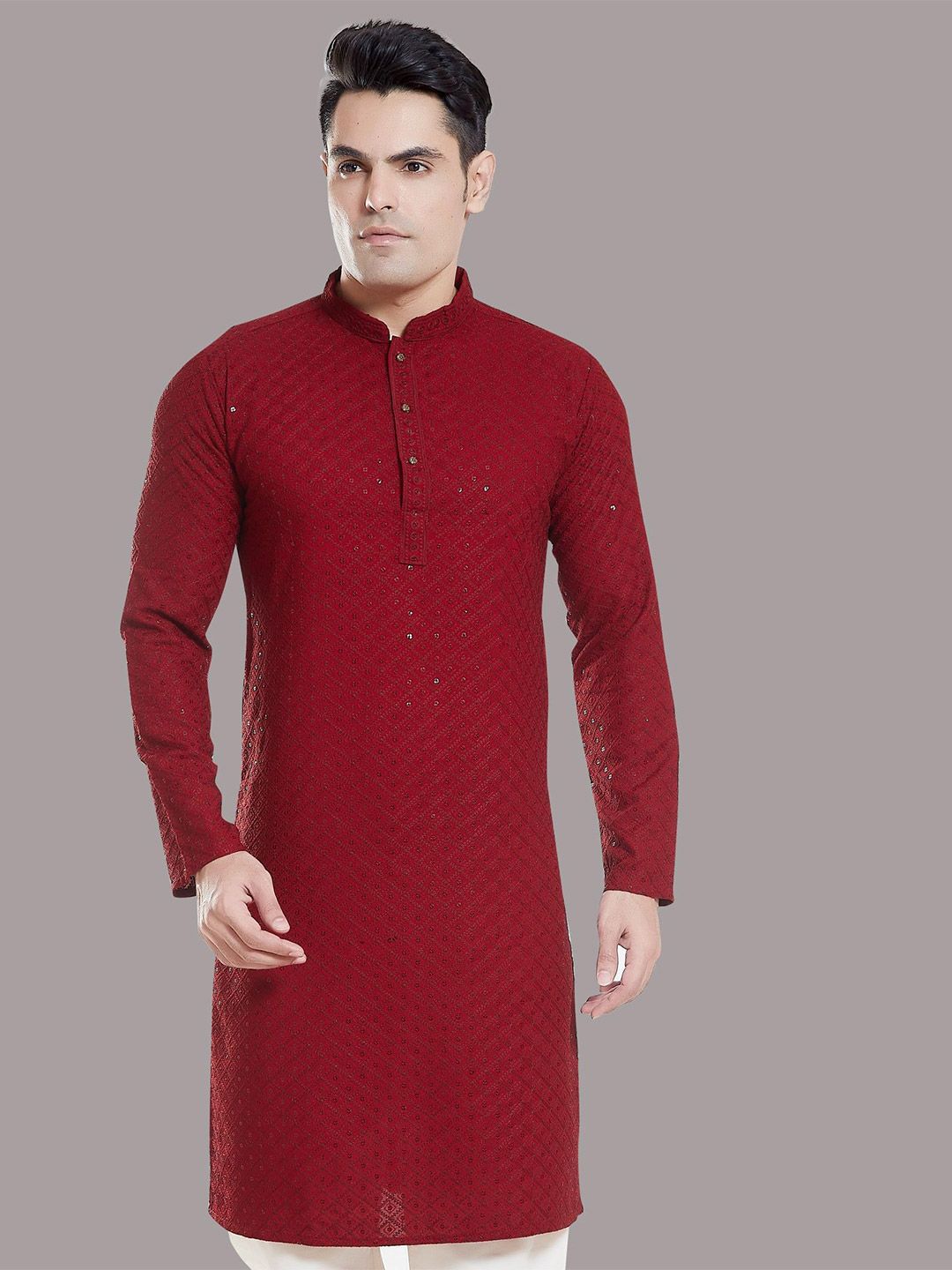 PulseIQ Men Embroidered Chikankari Kurta-picture-17