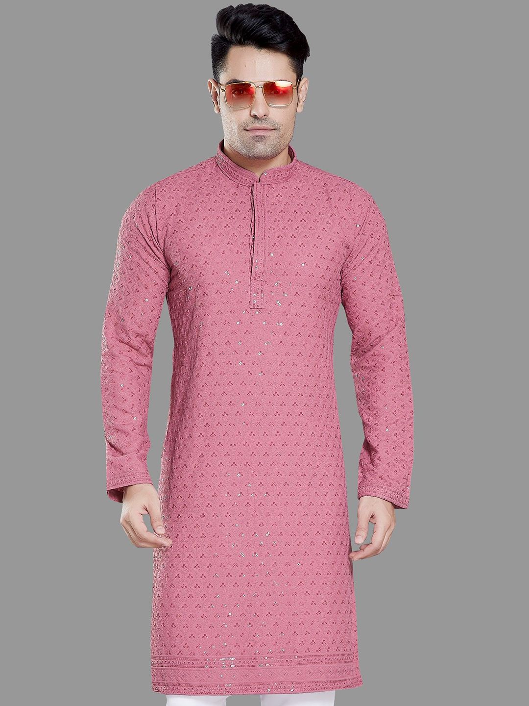 PulseIQ Men Embroidered Chikankari Kurta-picture-49